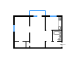 2-комнатная планировка квартиры в доме по проекту 1-438-2