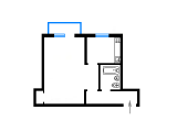 1-комнатная планировка квартиры в доме по проекту 13-01