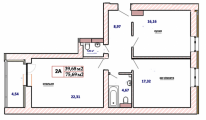 2-комнатная планировка квартиры в доме по адресу Машиностроителей улица №