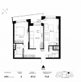 2-комнатная планировка квартиры в доме по адресу Коновальца Евгения улица (Щорса улица) 19 с2