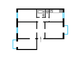 4-кімнатне планування квартири в будинку по проєкту 1-204-6