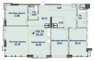 4-комнатная планировка квартиры в доме по адресу Драгомирова Михаила улица дом 3