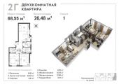 2-комнатная планировка квартиры в доме по адресу Милославская улица 20