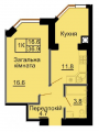 1-комнатная планировка квартиры в доме по адресу Абрикосовая улица 1г