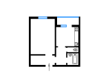 1-кімнатне планування квартири в будинку по проєкту АППС К-134