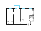 3-комнатная планировка квартиры в доме по проекту 1-464А-2