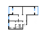 3-комнатная планировка квартиры в доме по проекту 134