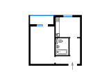 1-кімнатне планування квартири в будинку по проєкту АППС-люкс
