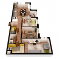 3-комнатная планировка квартиры в доме по адресу Днепровская набережная 18а
