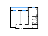 2-комнатная планировка квартиры в доме по проекту II-29-41/37