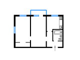 2-комнатная планировка квартиры в доме по проекту 13-01