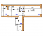 1-комнатная планировка квартиры в доме по адресу Бакинская улица 1б