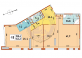 4-комнатная планировка квартиры в доме по адресу Победы проспект 11б (3)