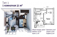1-комнатная планировка квартиры в доме по адресу Садовая улица 1в к3