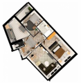3-комнатная планировка квартиры в доме по адресу Олимпийская улица №13