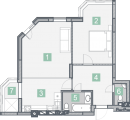 2-комнатная планировка квартиры в доме по адресу Радистов улица 14