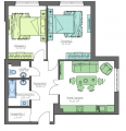 2-комнатная планировка квартиры в доме по адресу Беживка улица 14
