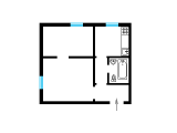 2-кімнатне планування квартири в будинку по проєкту 1-207-5