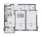 2-комнатная планировка квартиры в доме по адресу Маланюка Евгения улица (Сагайдака Степана улица) 101 (18-21