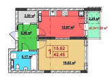 1-комнатная планировка квартиры в доме по адресу Глубочицкая улица 13 (7)