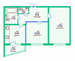 2-комнатная планировка квартиры в доме по адресу Берковецкая улица 6 (1)