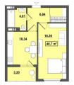 1-комнатная планировка квартиры в доме по адресу Лесная улица 78