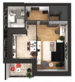 1-комнатная планировка квартиры в доме по адресу Возрождения улица 1