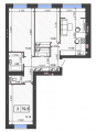 3-комнатная планировка квартиры в доме по адресу Новооскольская улица 6б