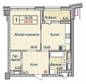 1-кімнатне планування квартири в будинку за адресою Саперне Поле вулиця 5