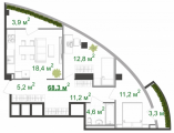 2-кімнатне планування квартири в будинку за адресою Старонаводницька вулиця 16б (Г)
