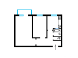 2-кімнатне планування квартири в будинку по проєкту 1-447С-47