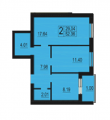 2-комнатная планировка квартиры в доме по адресу Счастливая улица 44