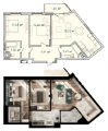 2-комнатная планировка квартиры в доме по адресу Набережно-Крещатицкая улица 21 (2)