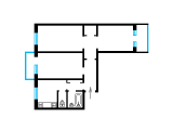 3-комнатная планировка квартиры в доме по проекту 1у-438А-41