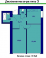 2-комнатная планировка квартиры в доме по адресу Спортивная улица 28
