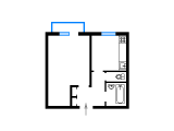 1-кімнатне планування квартири в будинку по проєкту 87-2