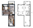 2-кімнатне планування квартири в будинку за адресою Стеценка вулиця 75 (7)