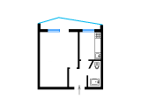 1-кімнатне планування квартири в будинку по проєкту 1-318-35/66 (малосімейка)