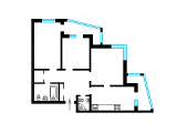 3-комнатная планировка квартиры в доме по проекту 662/04-2006-АБ
