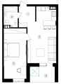 1-кімнатне планування квартири в будинку за адресою Пирятинська вулиця 6б