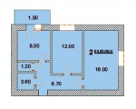 2-комнатная планировка квартиры в доме по адресу Ватутина улица 99