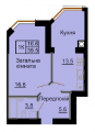1-комнатная планировка квартиры в доме по адресу Абрикосовая улица 1г