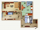 2-кімнатне планування квартири в будинку за адресою Клавдіївська вулиця 40ж