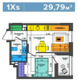 1-комнатная планировка квартиры в доме по адресу Салютная улица 2б (10)