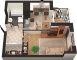1-кімнатне планування квартири в будинку за адресою Радистів вулиця 40 (4)