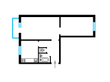 2-кімнатне планування квартири в будинку по проєкту Діпромісто