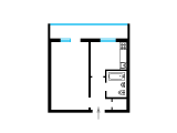1-кімнатне планування квартири в будинку по проєкту 1-447С-42