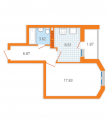 1-комнатная планировка квартиры в доме по адресу Бориспольская улица 40 (2)