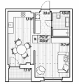 1-комнатная планировка квартиры в доме по адресу Победы проспект №67 (2)