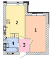 1-комнатная планировка квартиры в доме по адресу Лучшая улица (Ломоносова улица) дом 11